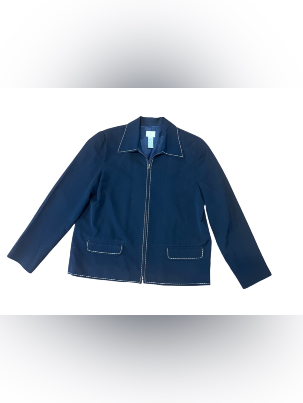 Emma James Navy Full Zip Blazer Sz 10 - Picture 2 of 6